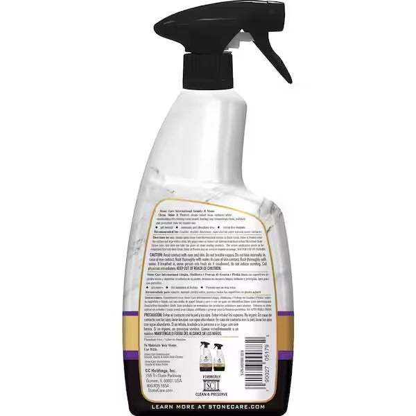 Stone Care International Granite Clean, Shine & Protect - Cleans Polishes & Protects Stone, Granite, Quartz, Marble, Limestone and Travertine Slate Surfaces, White, 24 Fl oz